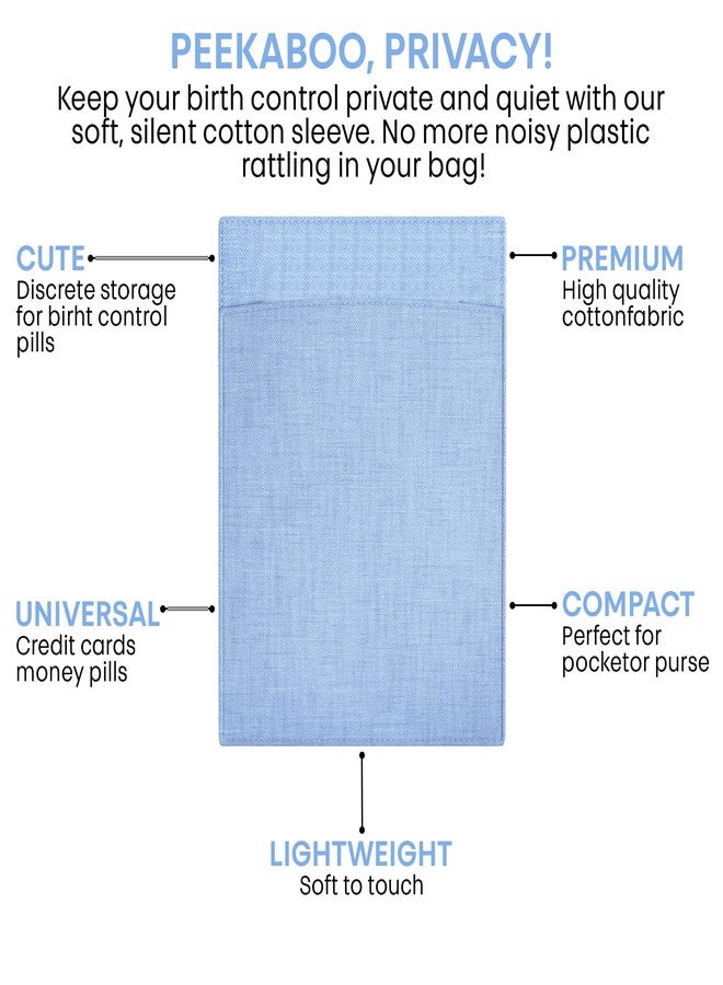 HIGHERHUMAN Peekaboo Pill Sleeve – Cute Birth Control Case – Soft Cotton Fabric Privacy Cover for Your Birth Control Pill Case – Pouch for 4” x 3” Packets (Sky Blue) - Image 4